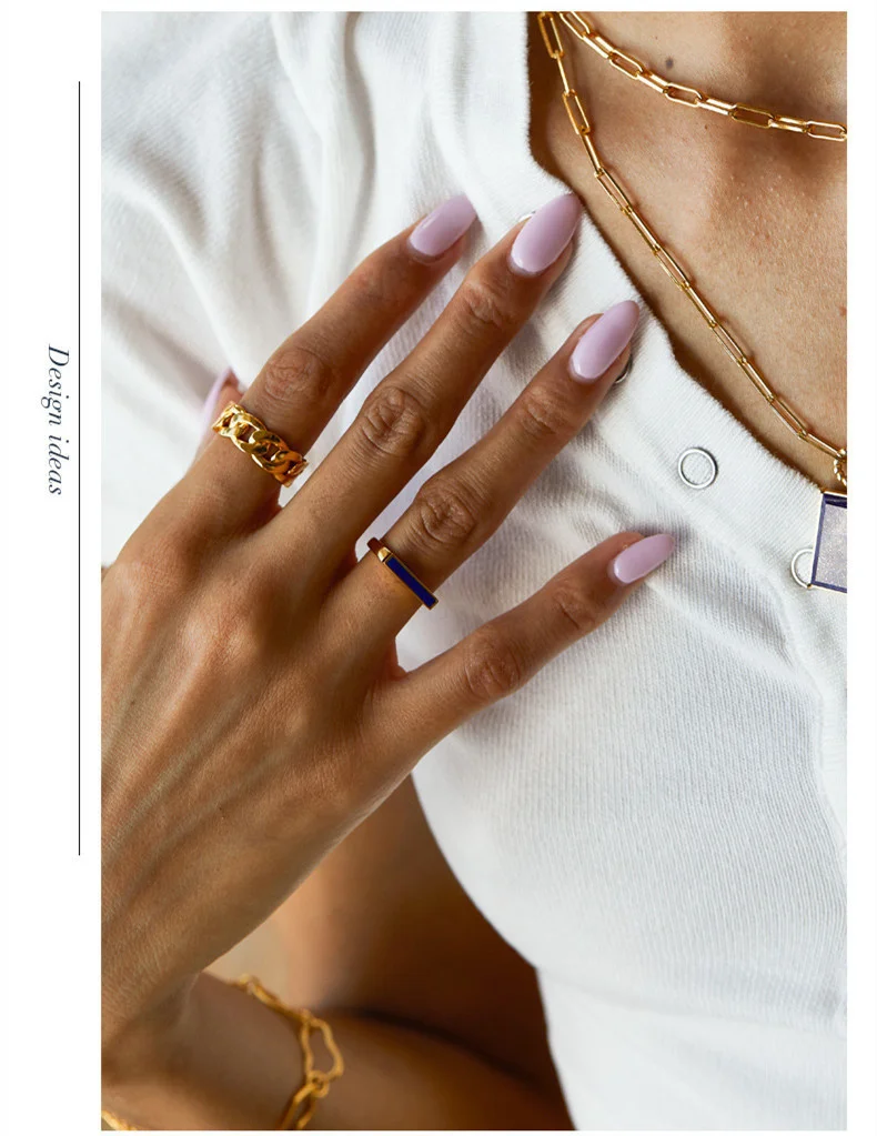 Minimalist Silver Gold Plated Natural Lapis Lazuli Stacking Ring