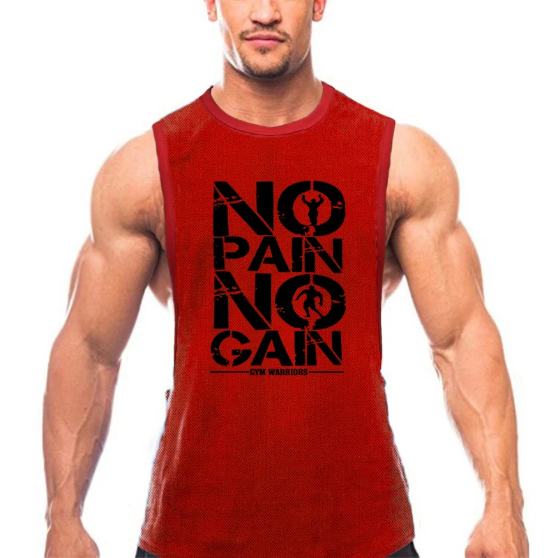 

Mens Mesh No Pain No Gain Gym Vest Bodybuilding Tank Tops Sports Quick Dry Fitness Clothing Summer Causal Sleeveless Sportswear