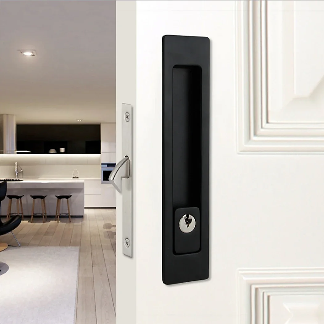 LWZH Sliding Door Lock Interior Wooden Pocket Alloy Steel Door Lock Latch Invisible Indoor Single Side Key