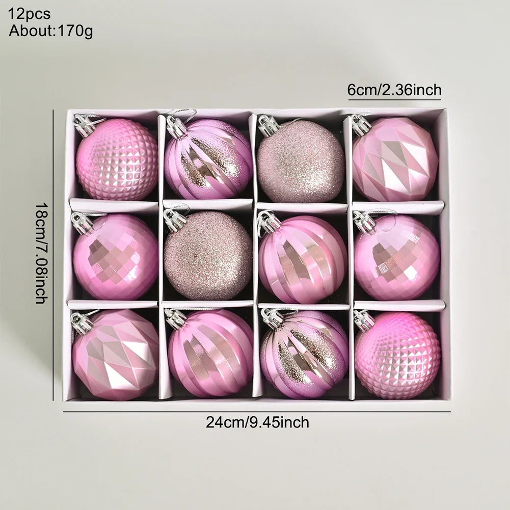 thumbnail image 1 of 12 bolas navideñas de 6 cm, bolas de colores, bolas de plástico galvanizado para colgar en el árbol, suministros para manualidades navideñas, decoración colgante para fiestas navideñas, 1 of 5