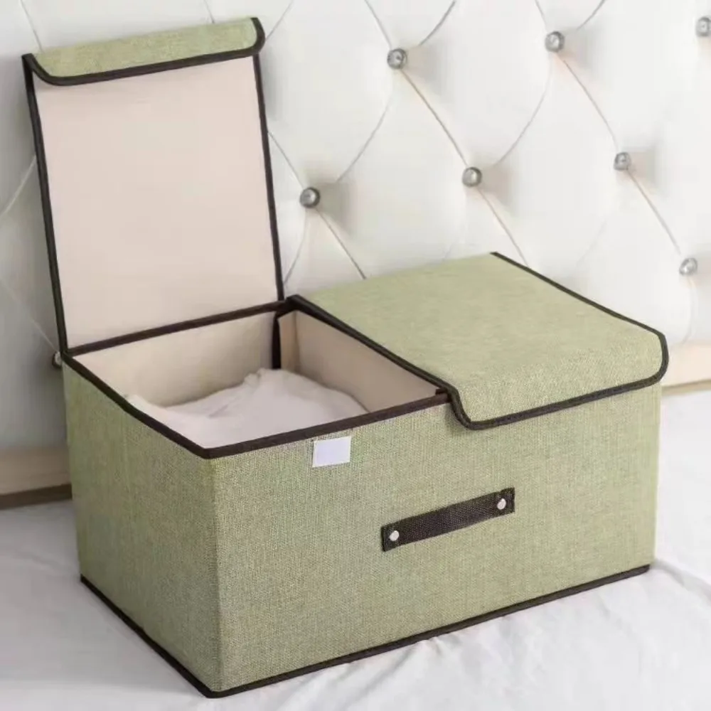 Storage Box Cotton Fabric Foldable Lid With Cover Storage Box Clothing Underwear Socks Storages Children'S Toys Storage Box 2