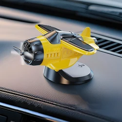 Solar - Powered 360° Rotating Airplane Ornament for Car Interior Decoration (Yellow - Lemon)