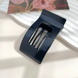 Elegant Matte Leopard Rectangle Hair Clips - Stylish Duckbill Claw Grip (Bright Black)