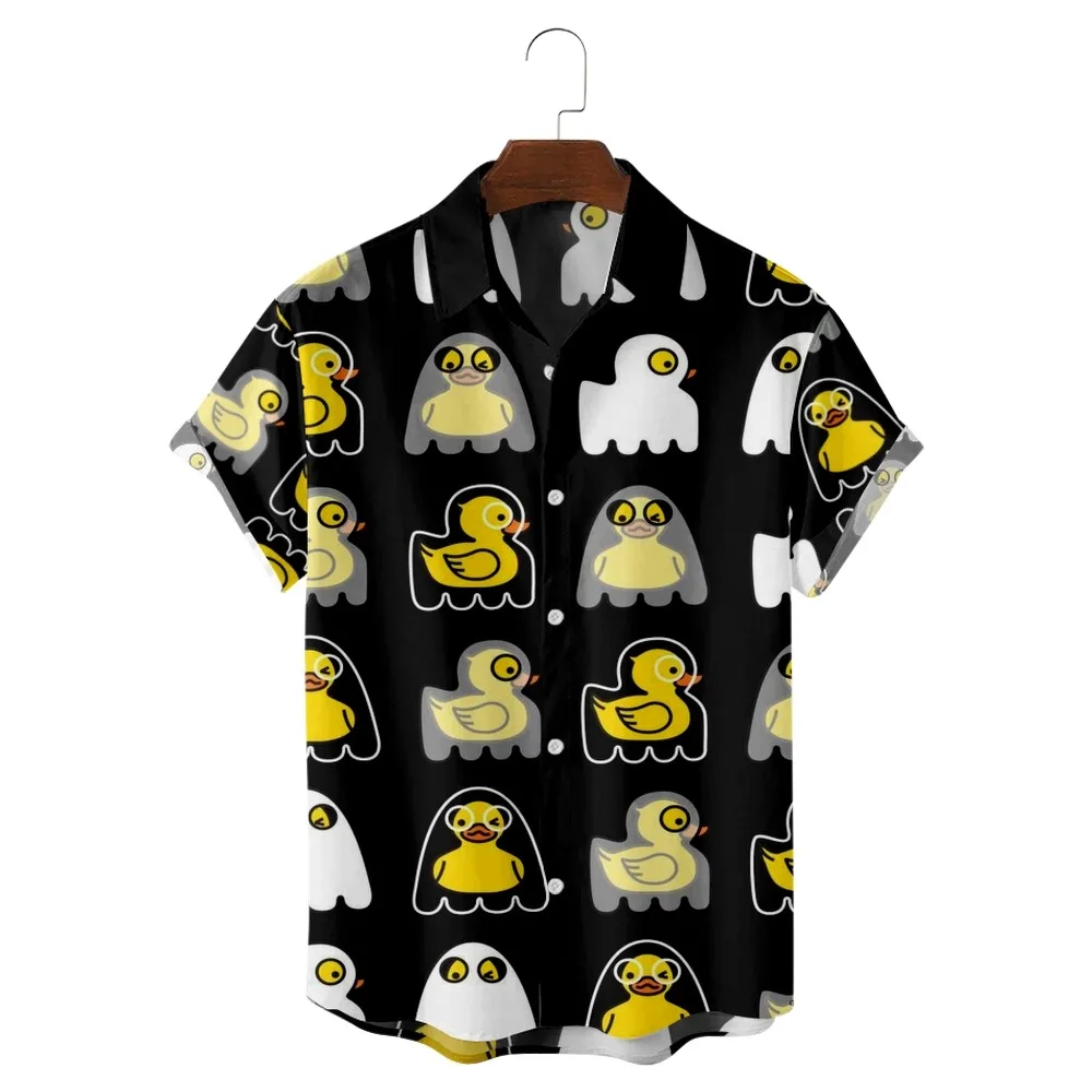

2022 new men's casual breathable short sleeve top can be customized with fashion Lapel men's ghost duck