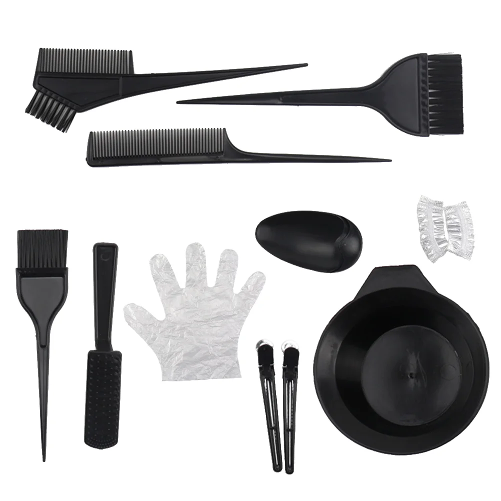 

11pcs/Set Hair Coloring Tool Set Hair Dye Brush Bowl Comb Hair Clip Cape Ear Cap Glove Hair Dye Kit Hair Tint Brush Home Salon