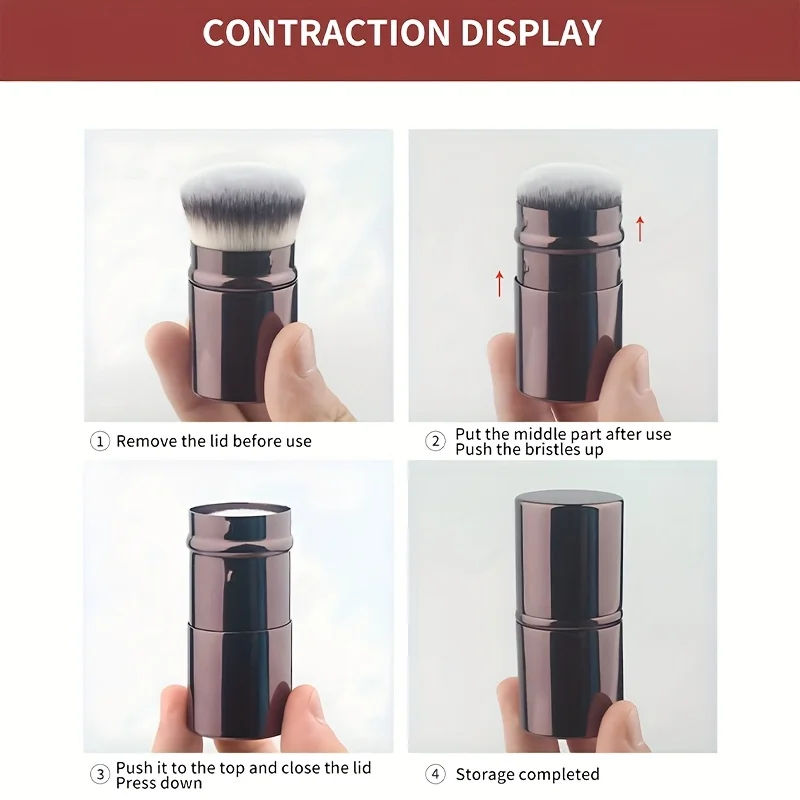 Professional Retractable Round Head Makeup Brush For Powder Blush_voghion.com