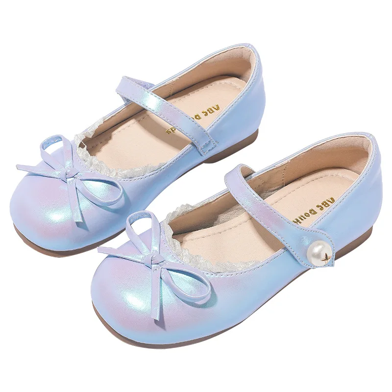 

New Girls Leather Shoes Princess Children Flats Ballet Style Sweet Baby Toddler Mary Janes School Performance Kids Dance 2A