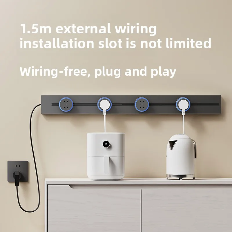 เต้ารับแบบเลื่อนได้สำหรับติดตั้งบนราง พร้อมสายไฟในตัว สำหรับใช้ในครัว ตู้ข้าง ตู้เก็บของ หรือเคาน์เตอร์ 1