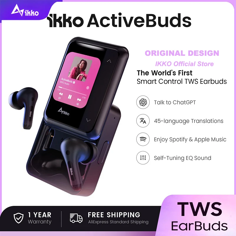 AI TWS Earbuds with Smart System&Touchscreen - iKKO ActiveBuds 
