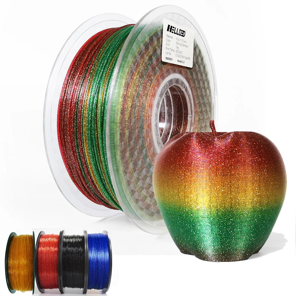 3D Printer Filament PLA 1.75mm Glittering Shining Rainbow Sublimation 3D  Printing Material Sparkle Black Purple Blue Gold Orange - AliExpress