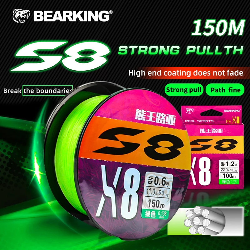 BEARKING 8 Strands 100/150M PE Braided Fishing Line