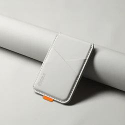 Leather Magnetic Card Holder with RFID Protection (Gray white)