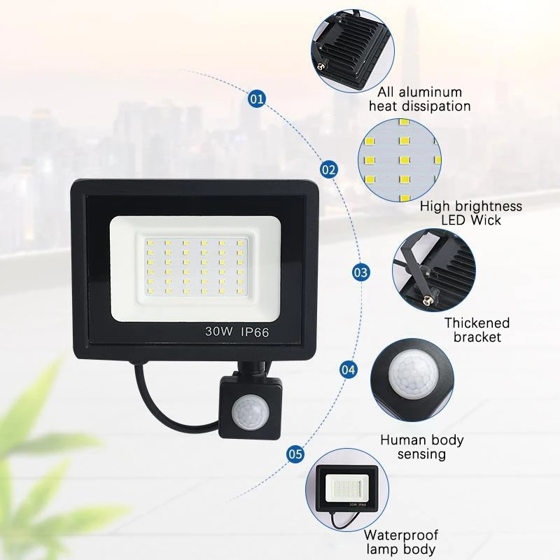 Outdoor Spotlight Motion Detector LED Floodlight 220V 100W 50W 30W 20W IP66 Underground Light Warehouse Garden Decorative Lamp led flood light led motion sensor light