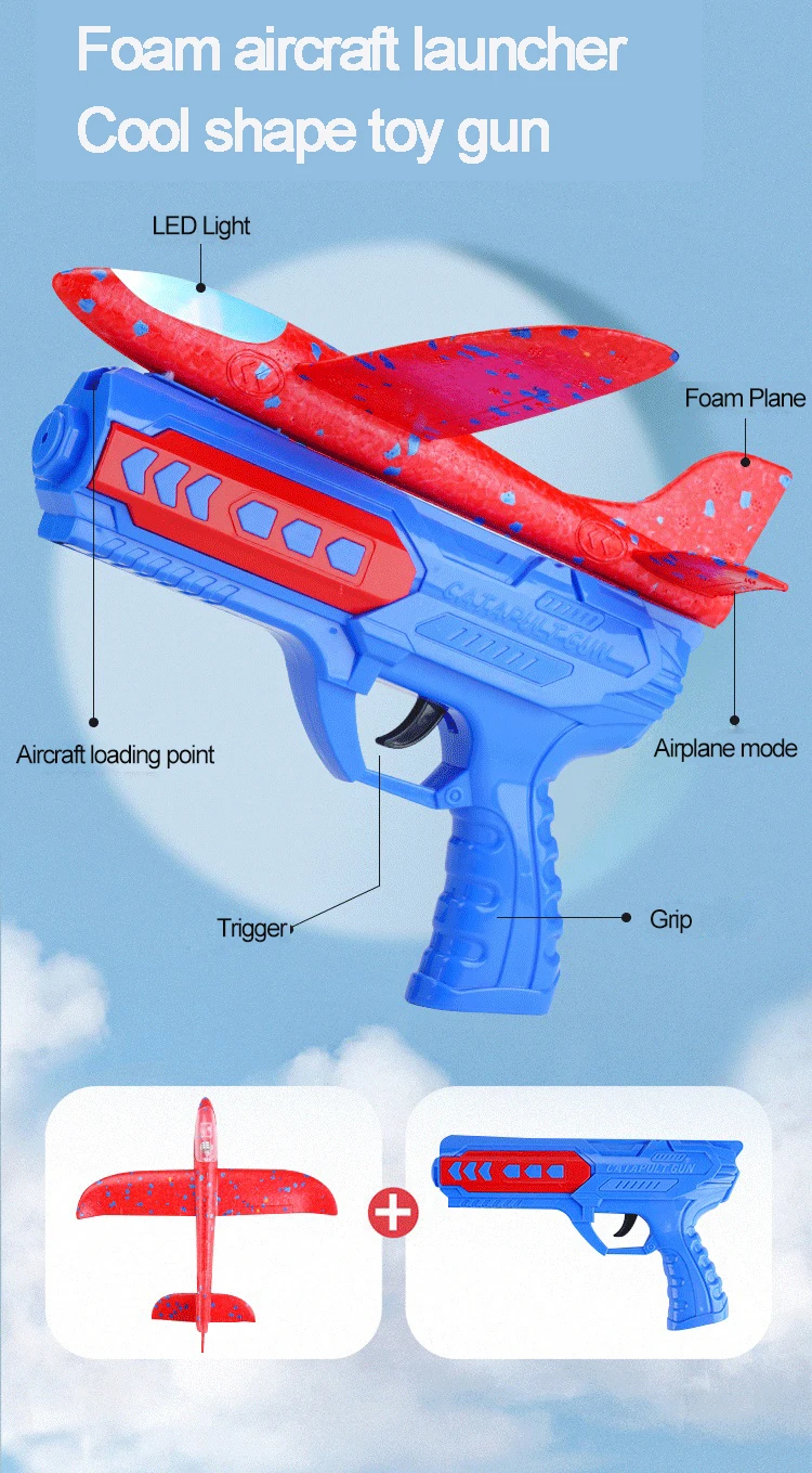 Children Foam Plane Launcher Toy Outdoor, Plane Gun