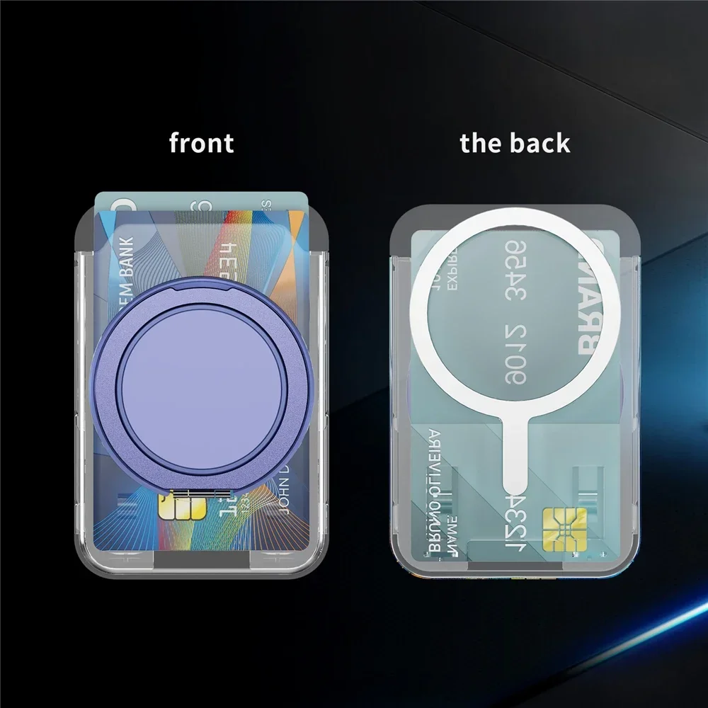 Magnetic Clear Wallet Card Holder with Ring Stand