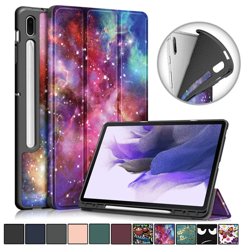 For Galaxy Tab S8+ 5G 2022 S7 Plus  With Pencil Holder Tpu Smart Case For Samsung Galaxy Tab S8 Plus S7 Fe 12.4 Inch Case Cover