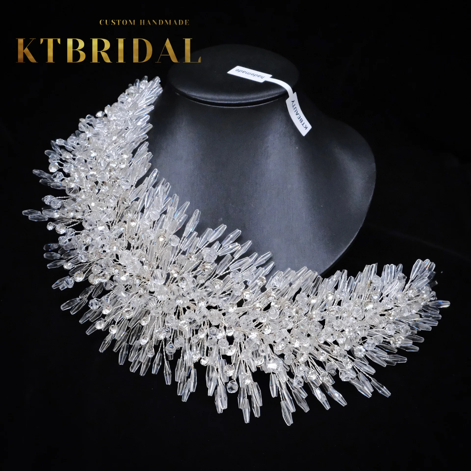 신제품 KTBRIDAL 티아라 크라운 수제 신부 헤드 피스, 크리스탈 진주 패션 쥬얼리 여성 선물 웨딩 액세서리