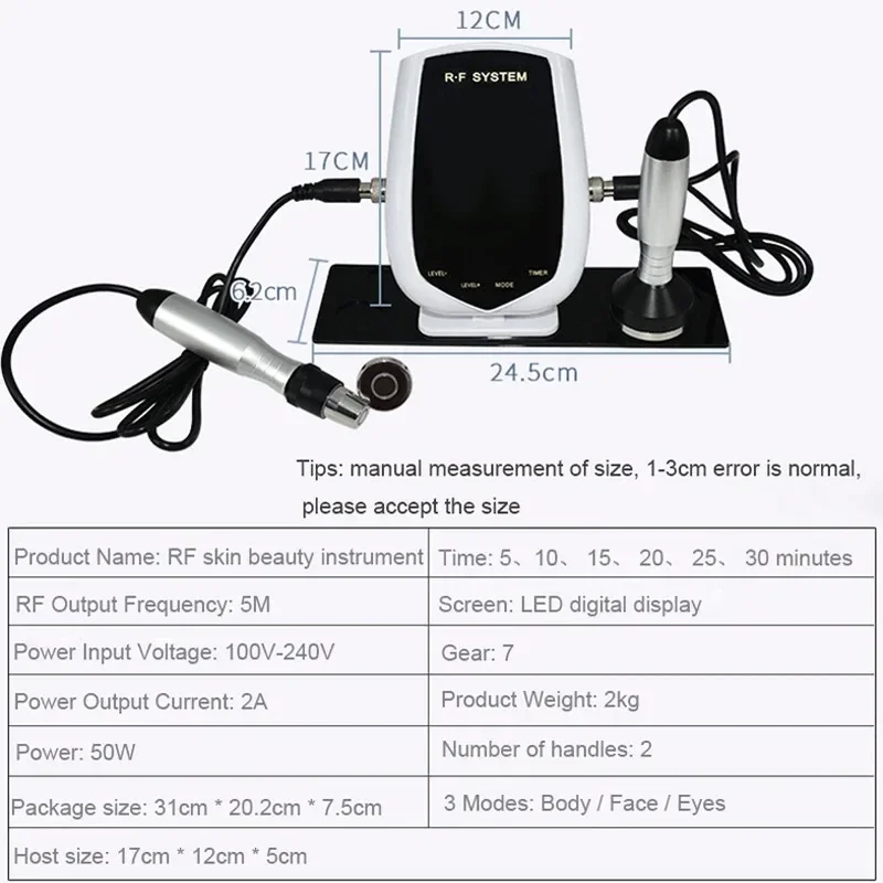 5MHz 3-IN-1 RF Tripolar Face&Eye&Body Radio Frequency Skin Lifting Body Slimming Machine Neck Wrinkle Double Chin Removal V-Line