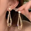 Boucles d'oreilles en métal en forme de U pour femmes, chaîne à pampilles, élégantes, couleur argent, multicouche, personnalité géométrique, bijoux
