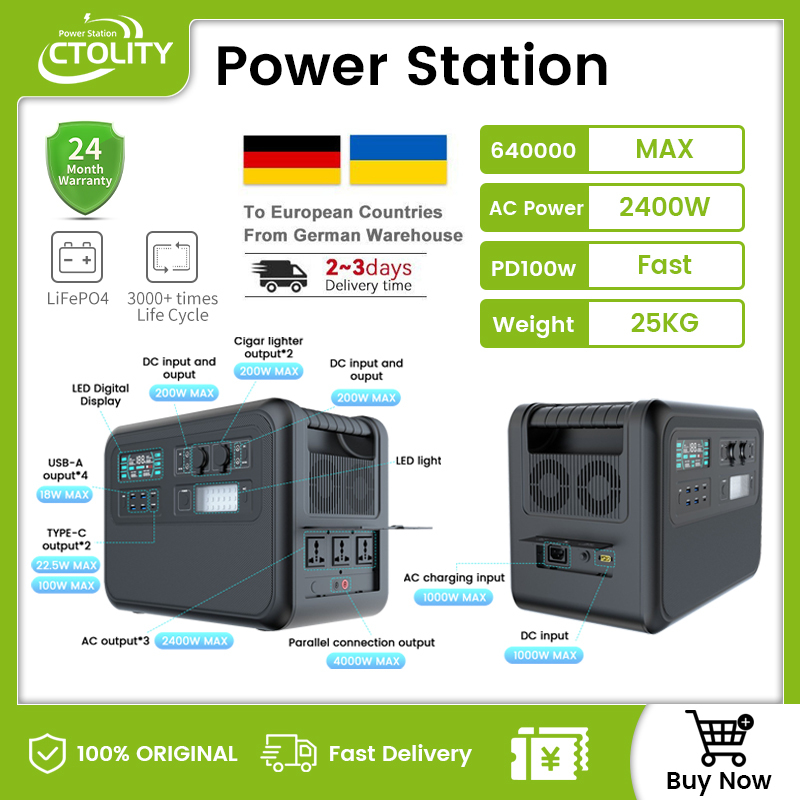 Ukraine Stock Power Stations 1000W 2000W 2600W Portable Power Station Lifepo4 Battery 220V AC Електростанції Зарядные станции