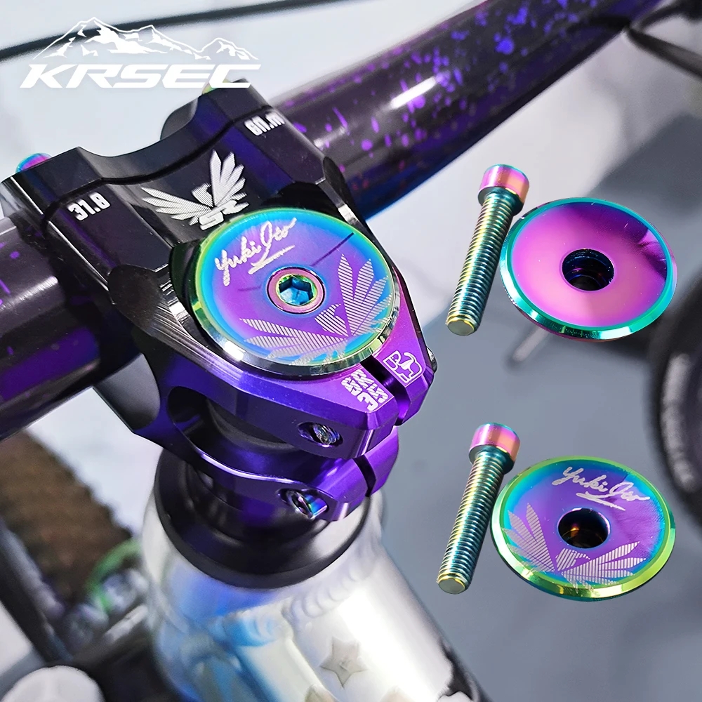 KRSEC SC-CC Aluminum Alloy Headset Cap Rainbow Road MTB Stem