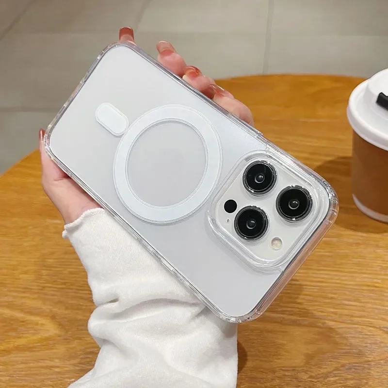 Premium Magnetic Wireless Charging Case with Transparent Back Cover