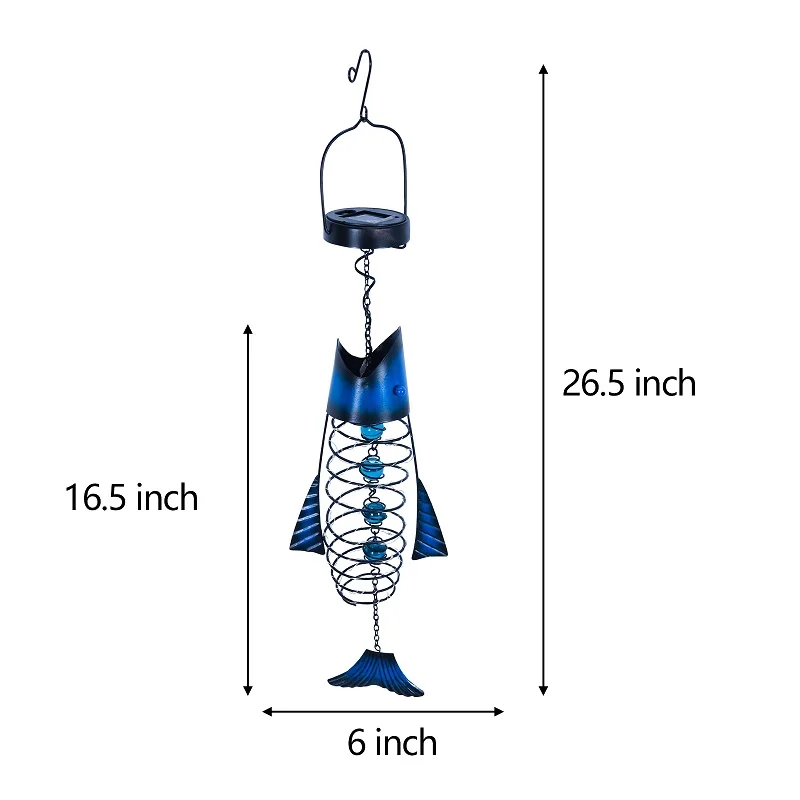 Garden Decoration Light for Outdoor Metal Solar Fish Hanging Decoration for Men and Women Holiday Gift