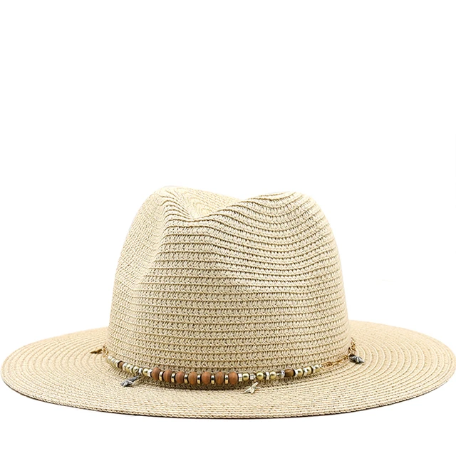 56-58-60CM Big Size Straw Western Cowboy Hat for Men Summer Curling Brim Beach Sun Hats Panama