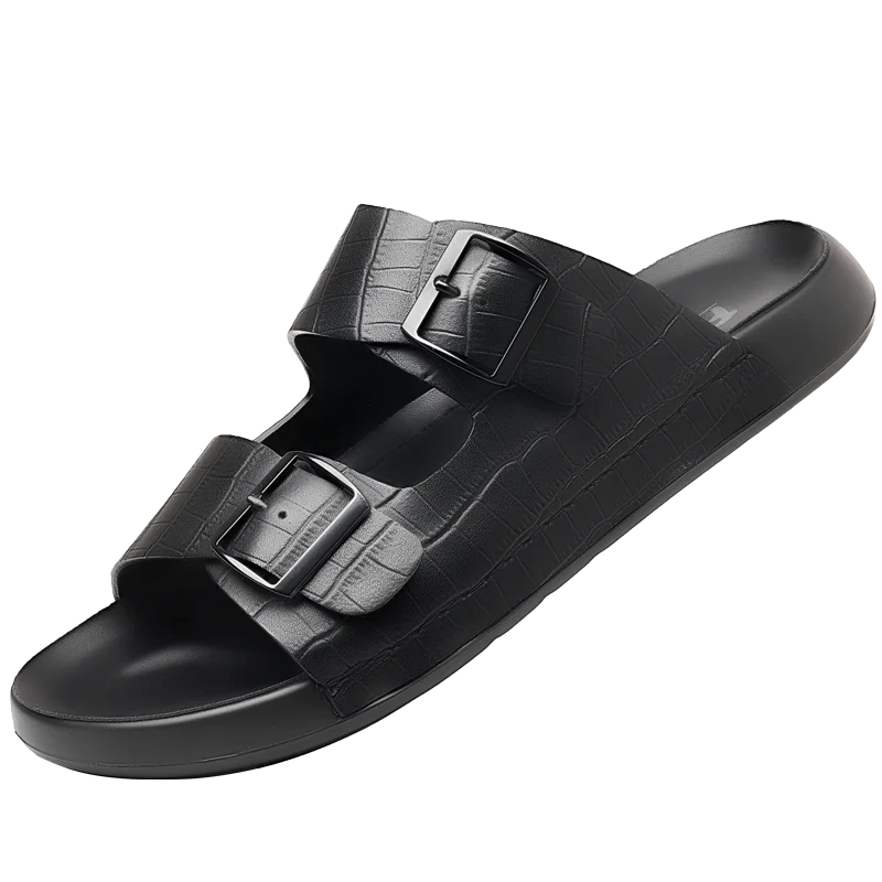 Fashionable Men's Leather Casual Shoes Handmade Soles Men's Slippers Versatile for Home Use Outdoor Anti Slip Beach Shoes