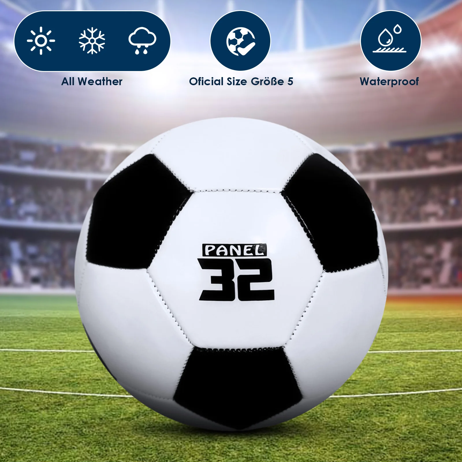 

New PVC Football Soccer Balls Official Size 5 Seamless Wearproof Anti-slip Team Training Footy Ball Match Football