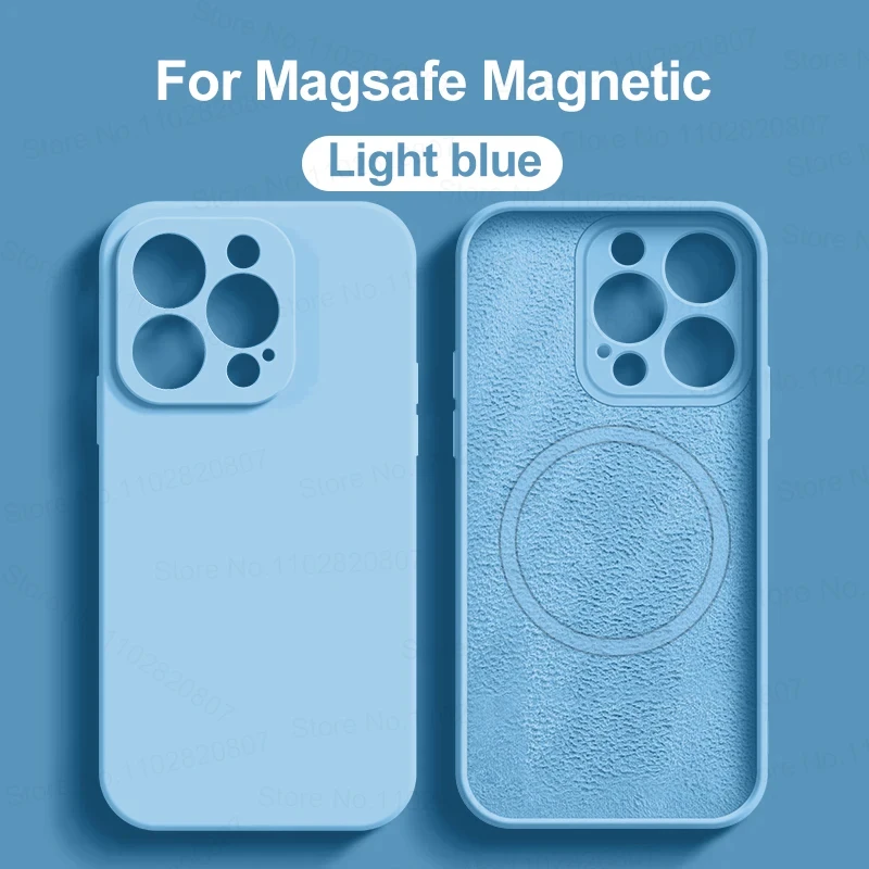 thumbnail image 1 of Original Liquid Silicone Magnetic Case For iPhone 11 13 12 14 15 Pro Max Plus For Magsafe Case Wireless Charge Cover Accessories, 1 of 5