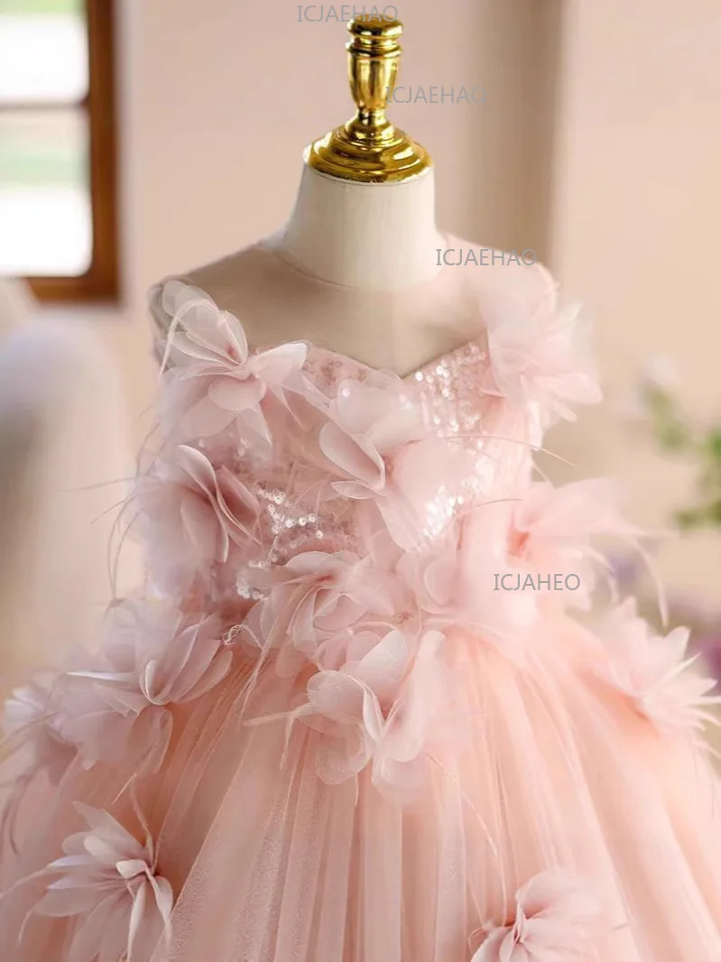 Girls Dress Summer Fashion Girls Princess Wedding Dresses Vestido Piano Performance Costume Teenager New Kids Clothes 1-14 Years - 3