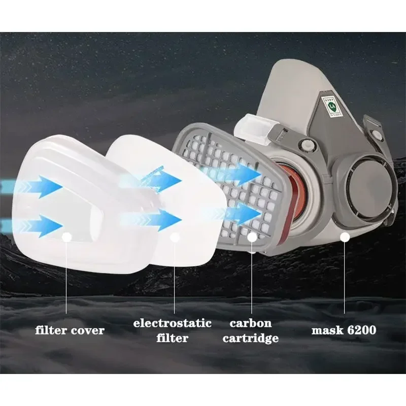 6200 Respiratore Mezza Maschera antigas antipolvere a pieno facciale per vernice industriale Spray Vapor organico chimico con occhiali Filtri Protezione 3