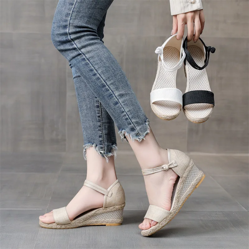 Acheter Sandales Femme Chaussures Corde Tressée Avec Style Décontracté Traditionnel Et Créativité Simple Mode Sandales Femmes Chaussures D'été