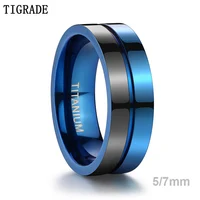 Tigrade Black Blue Titanium Ring 5mm 7mm Men Women Engagement Anel Masculino Rings For Male Wedding bague Anillos Hombre 1