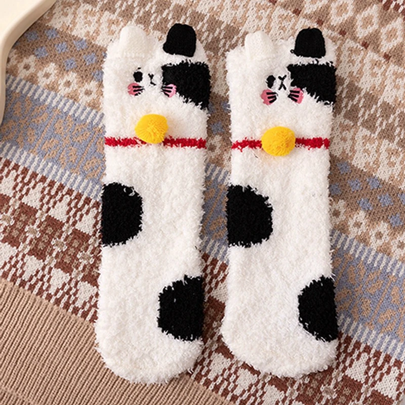 Adorable Kids Fleece-Lined Slipper Socks with Non-Slip Soles - Cozy Winter Indoor Shoes for Toddlers Boys and Girls