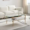 Tadio Glass Coffee Table, Double Layer Glass Coffee Table for Living Space,  Ultra Clear Glass Top,L41"x W21"x L17" 3