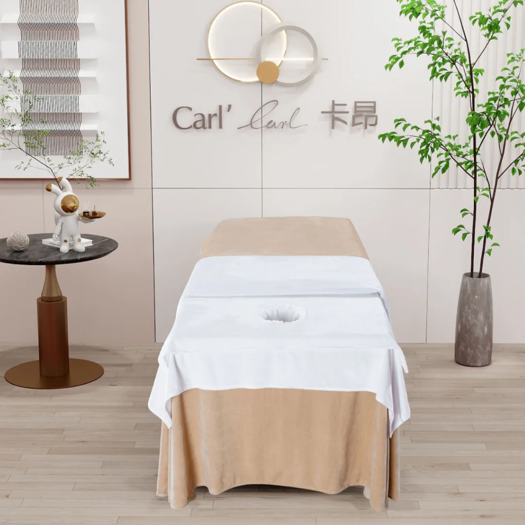 Milk Velvet 3pcs Beauty Salon Bed Sheet Sets Winter Thick Warm Plush Massage Spa Bedhead Towel+bedsheet+quilt Cover Bedding Sets 3