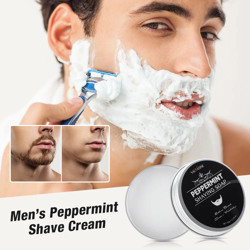 Mint Scent Men's Shaving Soap Shaving Brush Kit Long-lasting Soaps Refreshing Gentle Smooth Shave Beard Cream for Men