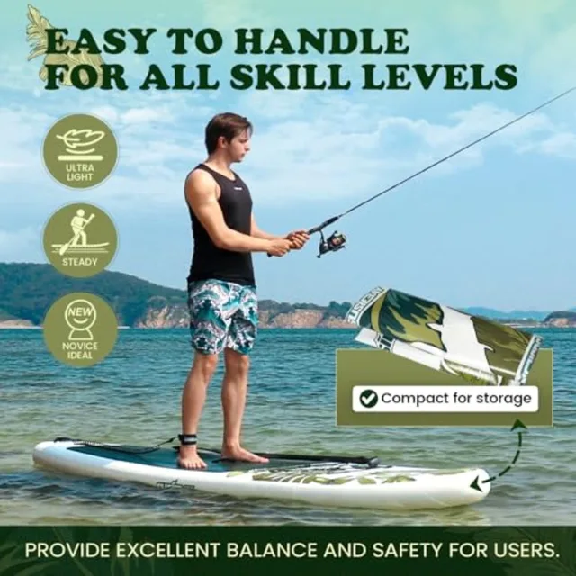 Inflatable Stand Up Paddle Board for adults and youth 11ft/10'6 black with gray accents ultra-durable PVC drop-stitch construct