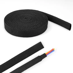 Heat Shrink Braided Sleeve - Flame Retardant, Wear Resistant, PET Insulation (4mm - 100mm) - 40mm (Black)