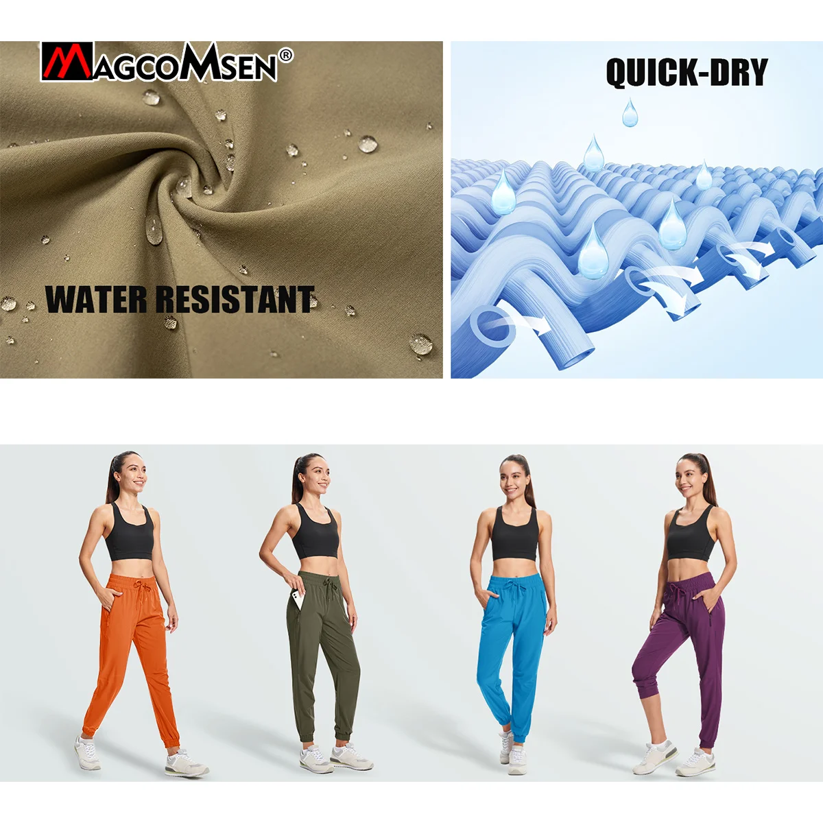 Women's Hiking Capris Lightweight Stretch Water Resistant Joggers with –  MAGCOMSEN