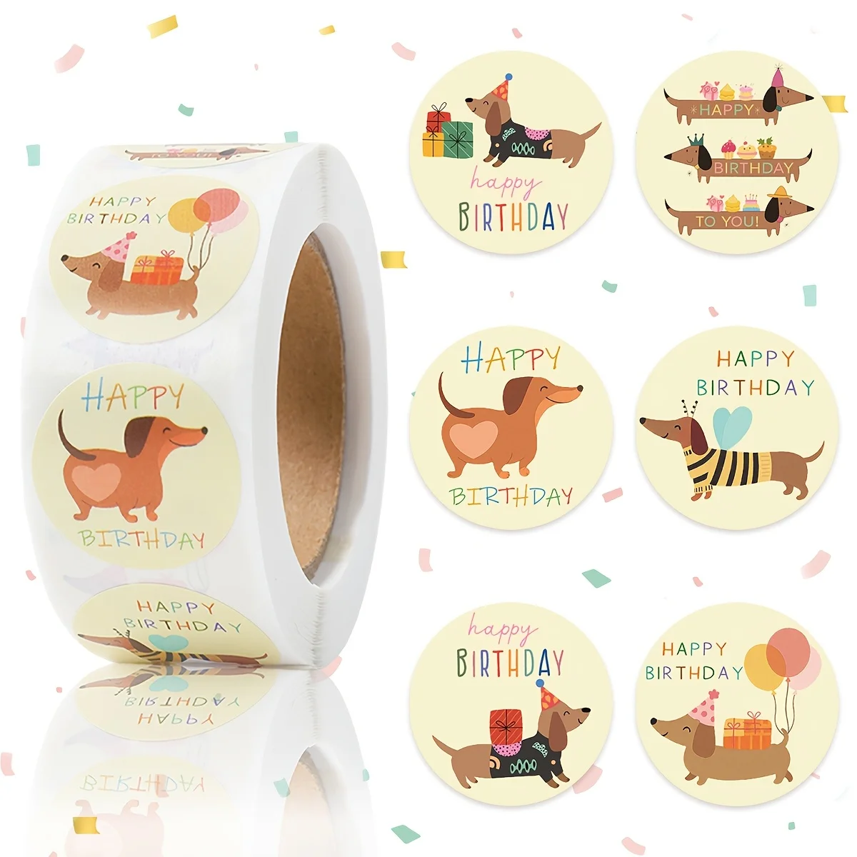 500 Stück niedliche Hunde-Geburtstagsaufkleber für Haustier-Geburtstagsdekoration, Welpenparty, wasserfeste Aufkleber, Laptop, Wasserflasche, Scrapbooking – Detail 1
