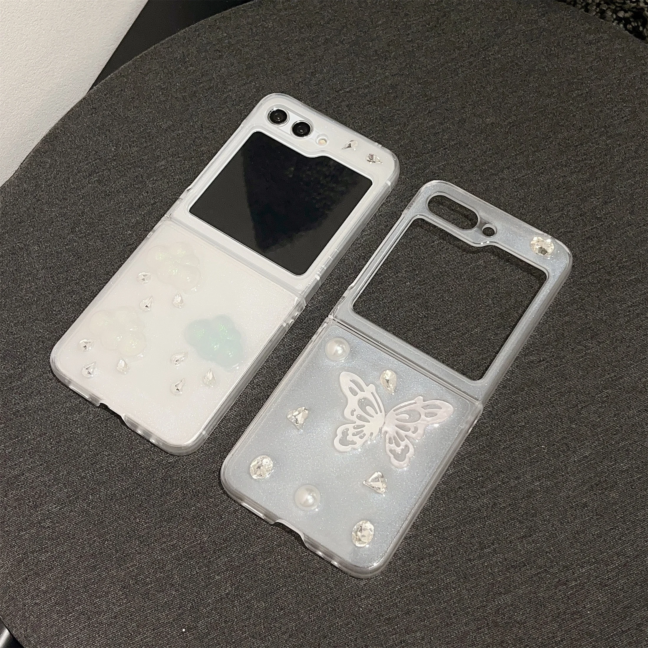 Custodia Rigida Antiurto Per Pc 3D Little Diamond Cloud Butterful Per Samsung Galaxy Z Flip 5 4 3 Cover Posteriore