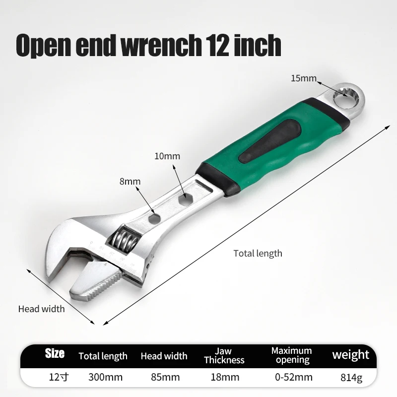 Llave inglesa ajustable multifuncional, alicates de tubo de extremo abierto  grande, herramientas de reparación de combinación hexagonal Torx para coche  y bicicleta