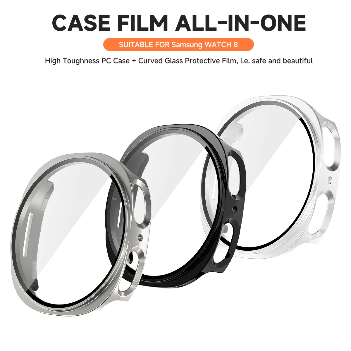 Premium Tempered Glass Case with Full PC Bumper Cover - Screen Protector for Smartwatch Accessories