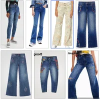 Foreign trade original single Spanish new fashion embroidered trouser leg jeans 1