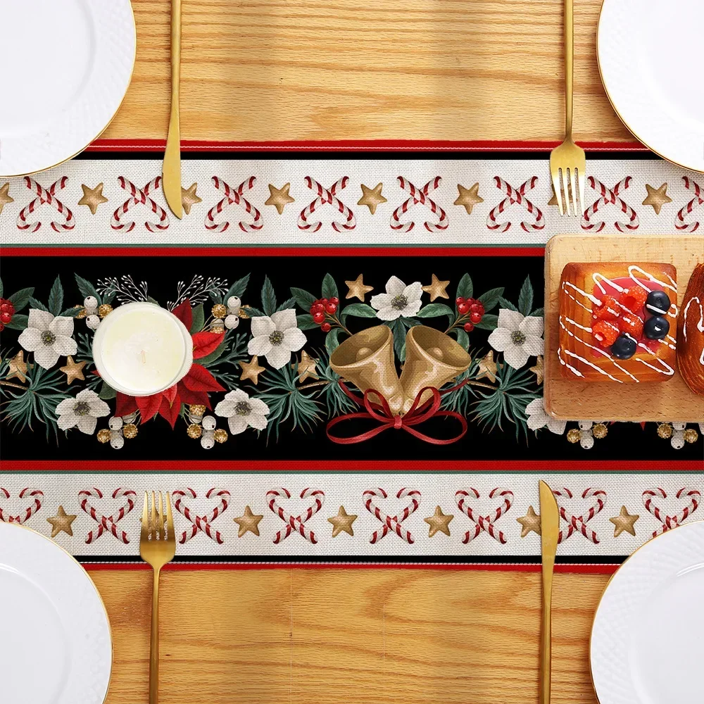 Christmas Table Runner Merry Christmas Decorations Cloth for Home 2025 Cristmas Day Table Flag Cover Gift New Year Tablecloth