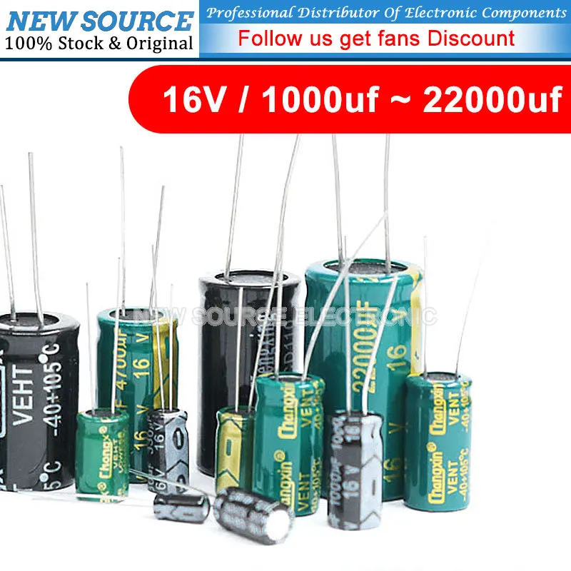 1-10pcs 16V DIP Aluminum Electrolytic Capacitor 1000uf 1200 1500 1800 2200uf 3300uf 4700uf 6800 10000uf 15000 22000uf NewSource high frequency low esr aluminum electrolytic capacitor 16v 1000uf 1200uf 1500uf 1800uf 2200uf 3300uf 4700uf 10000uf 22000uf