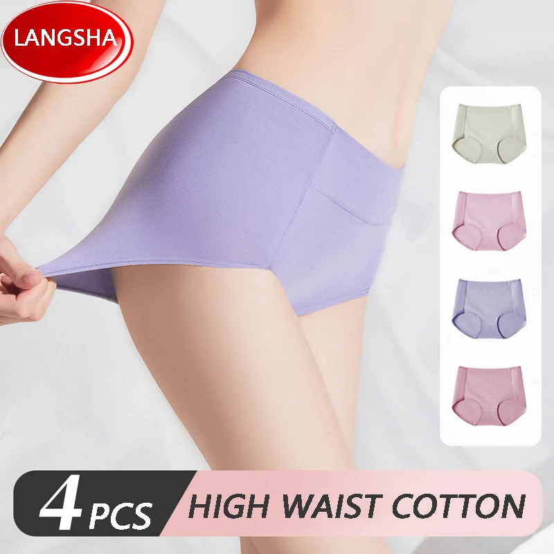 

4Pcs/Set High Waist Women's Panties Cotton Body Shaper Underwear Sexy Ladies Seamless Briefs Soft Underpants Female Lingerie